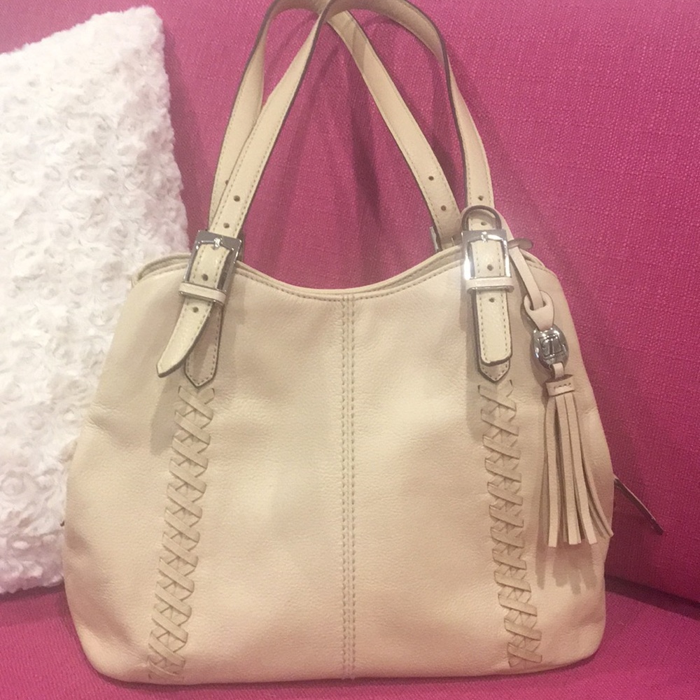 Tignanello leather cream handbag